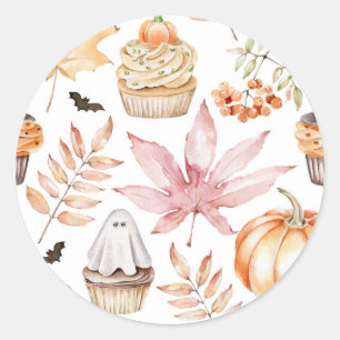 Niedliche Pastell Spooky Cupcakes Pattern Hallowee Runder Aufkleber