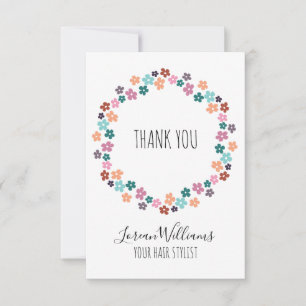 Niedliche Pastelle Blumenhaar Stylist Blume Kranz Dankeskarte