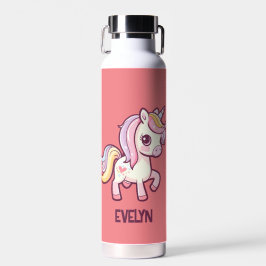 Niedliche Pastelle Einhorn mit Kindernamen Trinkflasche