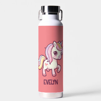 Niedliche Pastelle Einhorn mit Kindernamen Trinkflasche
