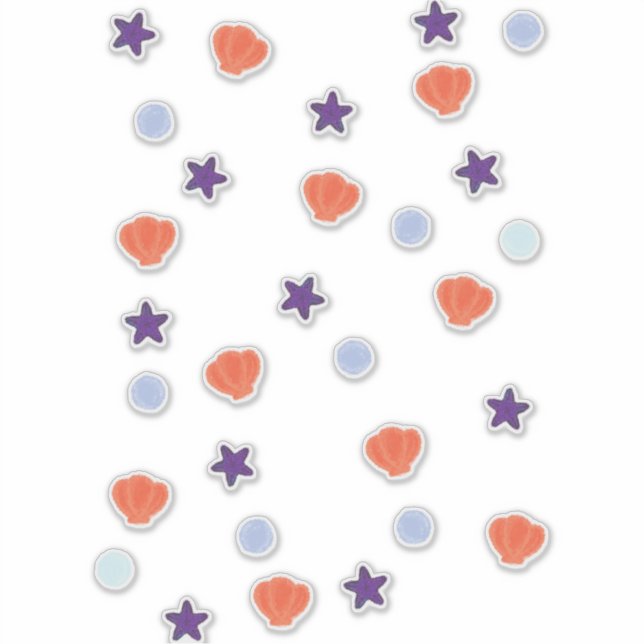 Niedliche Pastelle Halloween Ocean Seashells & Sea Aufkleber (Vorderseite)