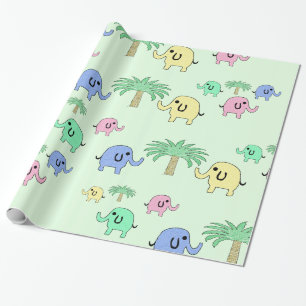 Niedliche Pastellelefant-Geschenk-Verpackung Geschenkpapier