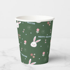 Niedliche Pastellfarben Ostern Bunny Floral Pappbecher