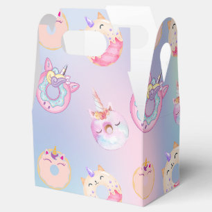 Niedliche Pastellfarben Unicorns Regenbogen Donuts Geschenkschachtel
