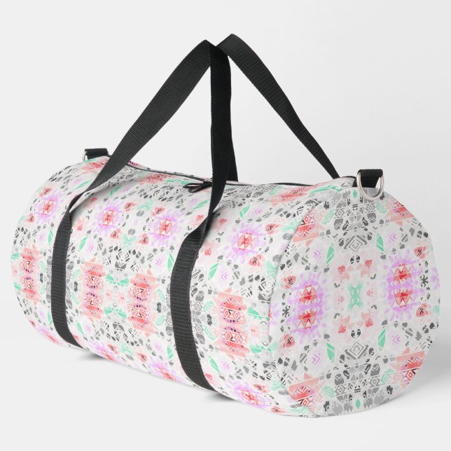 Niedliche pastellfarbene Azteken Duffle Bag (Linke Ecke)