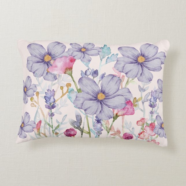 Niedliche pastellfarbene Blume gürtlich Pink Dekokissen (Rückseite)