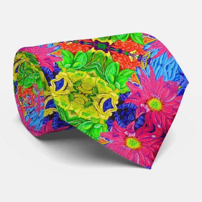 Niedliche pastellfarbene Blume Krawatte (Gerollt)