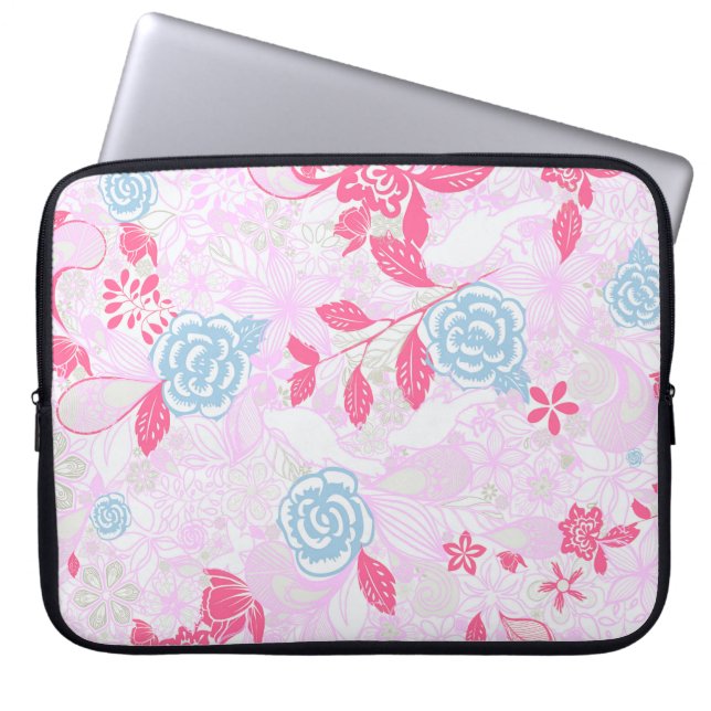 Niedliche pastellfarbene Blumenmuster Laptopschutzhülle (Vorderseite)