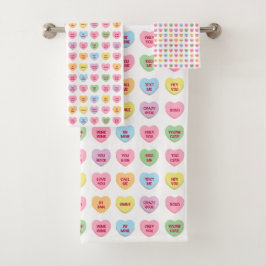 Niedliche, pastellfarbene Konversationsmuster Badhandtuch Set