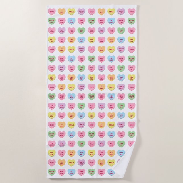 Niedliche, pastellfarbene Konversationsmuster Strandtuch (Vorderseite)