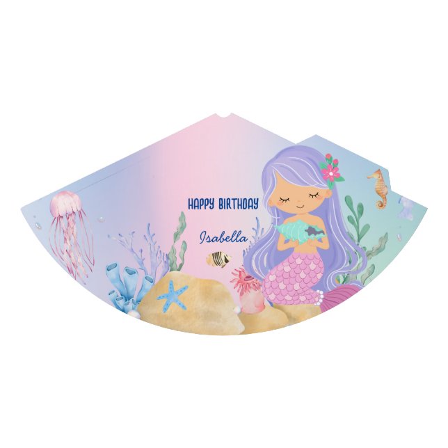 Niedliche pastellfarbene Meerjungfrau Rainbow Gebu Partyhütchen (Vorderseite)