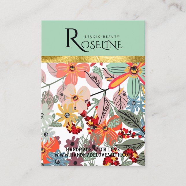 Niedliche pastellfarbene Rosa Blume Ofenanzeige Visitenkarte (Vorderseite)