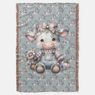 Niedliche Pastellkuh in Overalls mit Blume Decke