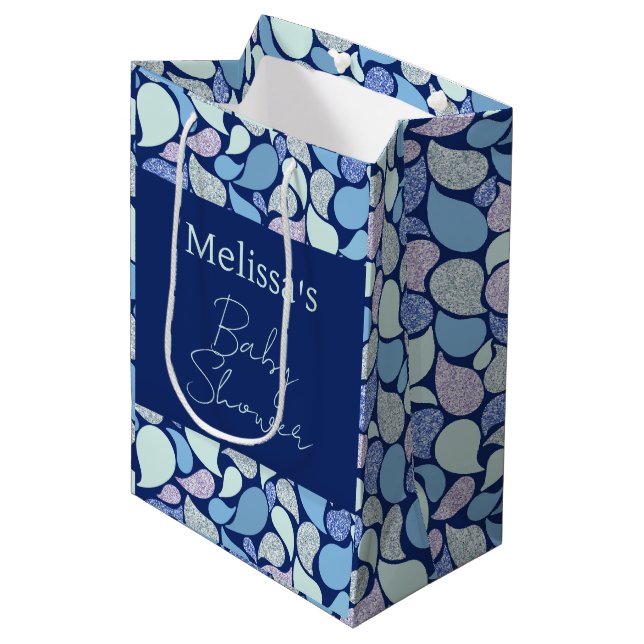 Niedliche Pastellmaus Tear Drop Girl Ocean Muster Mittlere Geschenktüte (Vorderseite Schrägansicht)