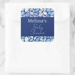 Niedliche Pastellmaus Tear Drop Girl Ocean Muster Quadratischer Aufkleber