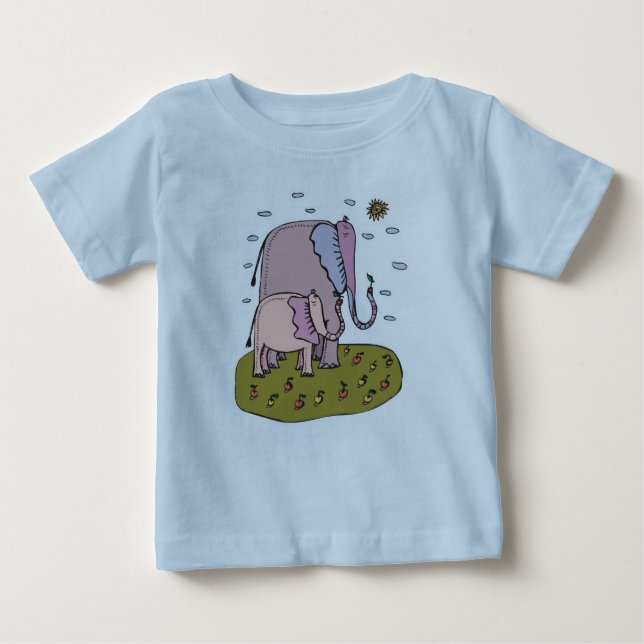 niedliche Pastellmütter und Elefanten, die Obst es Baby T-shirt (Vorderseite)