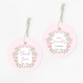 Niedliche pastellrosa Blumendusche Danke Geschenkanhänger