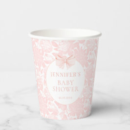Niedliche pastellrosa Bugband Babydusche Pappbecher