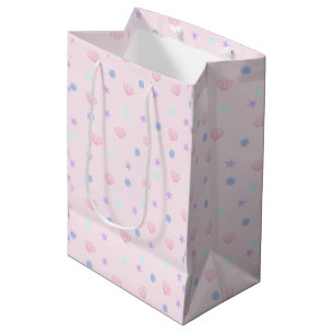 Niedliche Pastellrosa Muscheln Seesterne und Perle Mittlere Geschenktüte