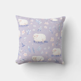 Niedliche Pastellschaf- und Blumenmuster Kissen