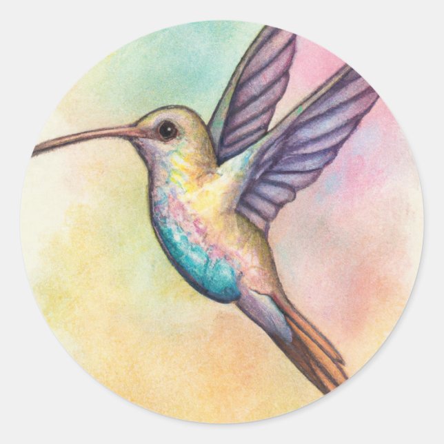 Niedliche Pastelltöne von Kolibris Runder Aufkleber (Vorderseite)