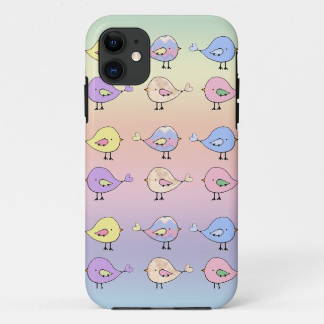 Niedliche Pastellvögel Case-Mate iPhone Hülle (Rückseite)