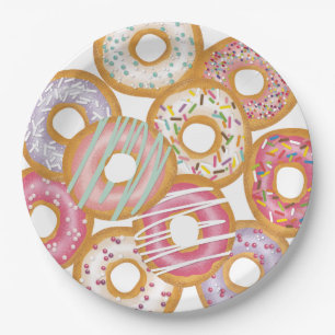 Niedliche Pastete Donuts Geburtstag Pappteller