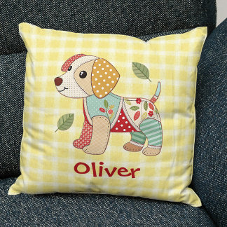 Niedliche Patchwork-Welpe Kissen