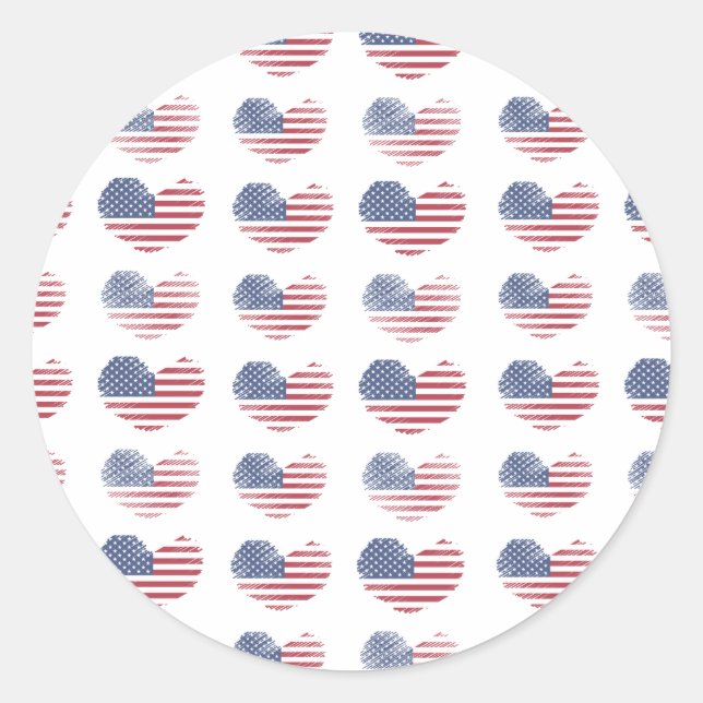 Niedliche patriotische amerikanische Flagge Runder Aufkleber (Vorderseite)