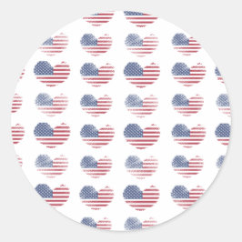 Niedliche patriotische amerikanische Flagge Runder Aufkleber