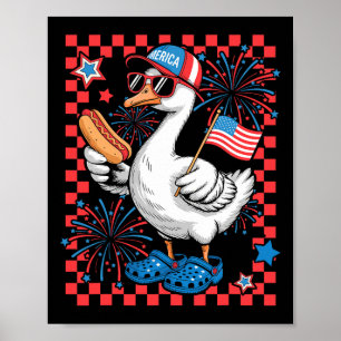 Niedliche Patriotische Gänse Hotdog Usa Flaggen Ju Poster