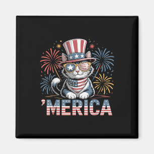 Niedliche Patriotische Katze "merica 4. Juli Geden Magnet