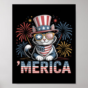Niedliche Patriotische Katze "merica 4. Juli Geden Poster