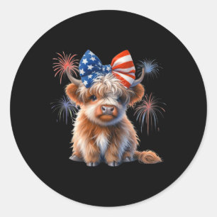 Niedliche patriotische Kuh Kokette 4. Juli Farmer  Runder Aufkleber