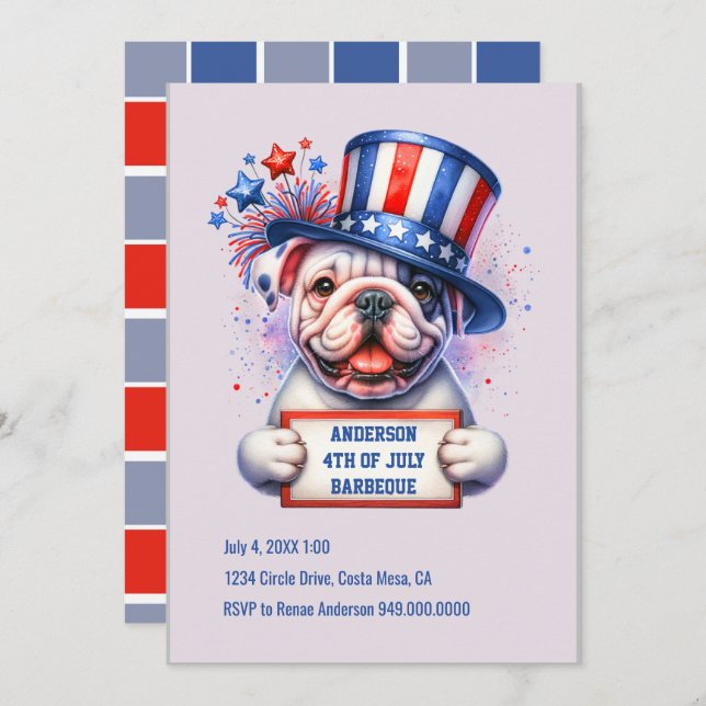 Niedliche Patriotische Party Einladung (Vorne/Hinten)