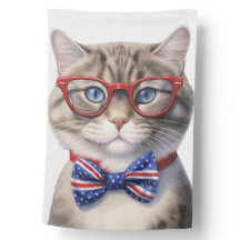 NIEDLICHE PATRIOTISCHE ROTE WEISSE BLAUE TABBY CAT