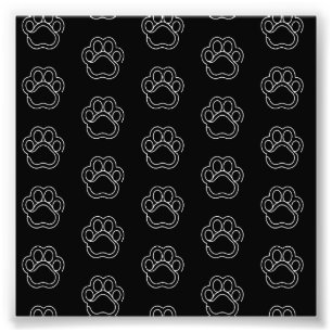Niedliche Paw Print Animal Dog Weiße Linie Kontur Fotodruck