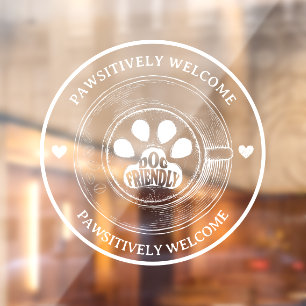 Niedliche Paw Print Dog Friendly Café Sign Window  Fensteraufkleber