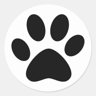 Niedliche Paw Print Pet Cat Dog Einfach Schwarz-we Runder Aufkleber