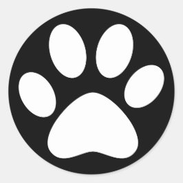 Niedliche Paw Print Pet Cat Dose Einfach Schwarz Runder Aufkleber