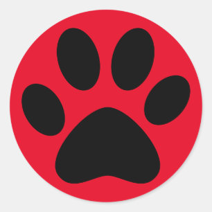 Niedliche Paw Print Pet Katze Hund einfach Schwarz Runder Aufkleber