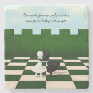 Niedliche Pawns Hug Chessboard Steinuntersetzer