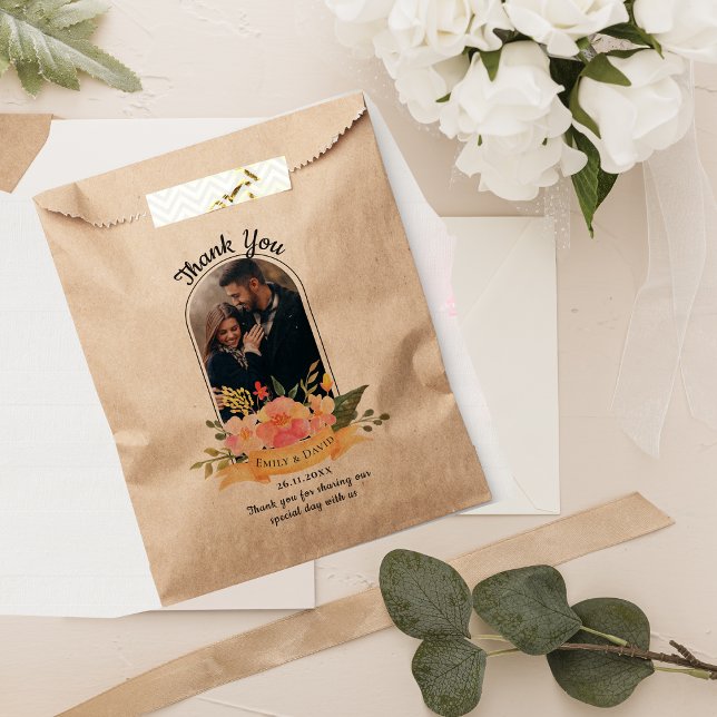 Niedliche Peach Floral Arch Foto Blumenzeremonie Geschenktütchen (Cute Peach Floral Arch Photo Floral Wedding Party Favor Bag)