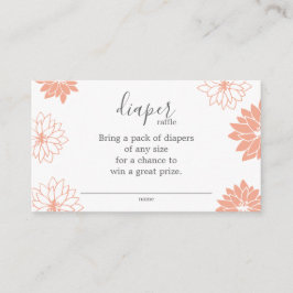 Niedliche Peach Floral Diaper Raffle Baby Dusche Begleitkarte
