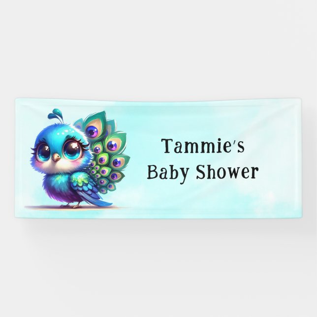 Niedliche Peacock Baby-Dusche Banner (Horizontal)