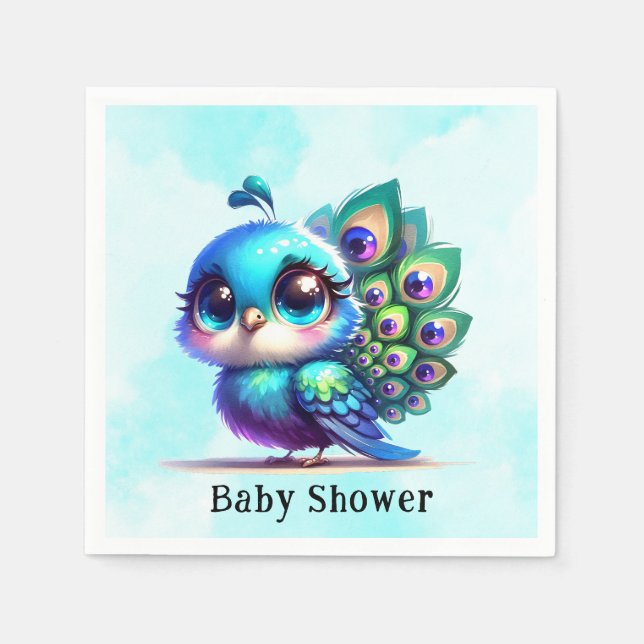 Niedliche Peacock Baby-Dusche Serviette (Vorderseite)