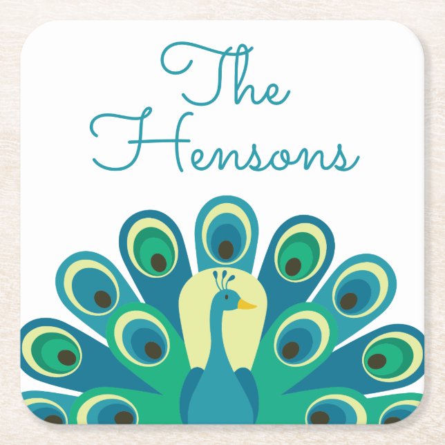 Niedliche Peacock-Personalisierte Untersetzer (Vorderseite)