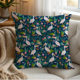 Niedliche pelikanische farbige tropische Blume Mus Kissen