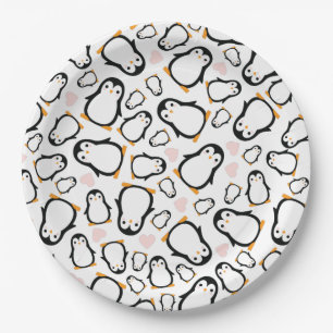 Niedliche Penguin Baby Dusche Blue Boy Pappteller