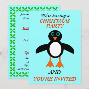 Niedliche Penguin Custom Weihnachts-Party lädt ein Einladung